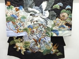 鷹に兜模様男児着物(内袖・長襦袢付き)